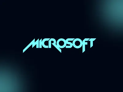 Microsoft Text Logo brand brand identity branding creative logo dark background design font design futuristic font geometric design lettering light blue logo logo design stylized text tech logo text logo typography unique design visual identity wordmark