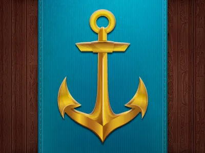Golden Anchor anchor artcore blue gold ribbon sea wood