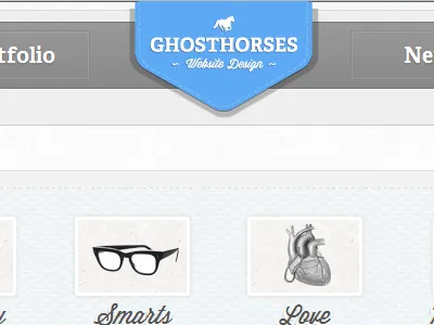 Ghosthorses Redesign blue grey portfolio white
