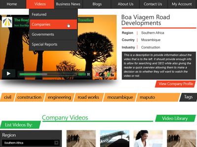 AGE.tv Video Page african black business green modern red tags video website yellow