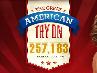 The Great American Try On counter design photoshop type