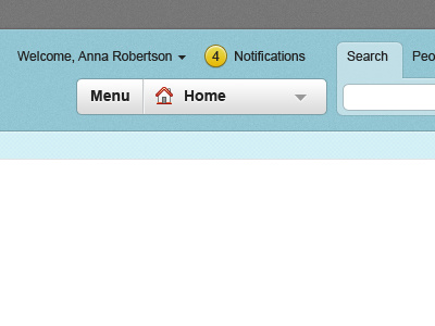 Intranet Beginnings dashboard dropdown intranet menu notifications search ui user interface