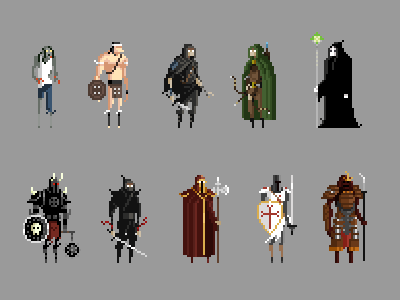 High Score Society - Character Levels barbarian high score society mage ninja pixel art templar thief xp zombie