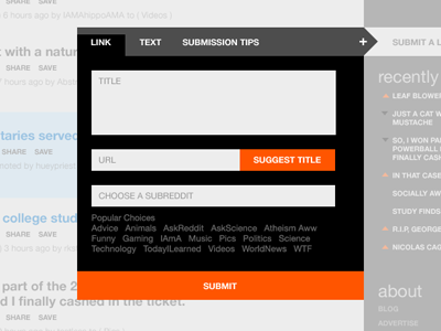 Reddit Redesign : Submit A Link (Pop-up) pop up reddit redesign