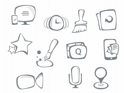 rough brush clock feature geo icon mic pen pictogram refresh video