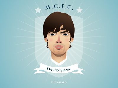 David Silva crest badge character crest david silva design football illustration mcfc vector