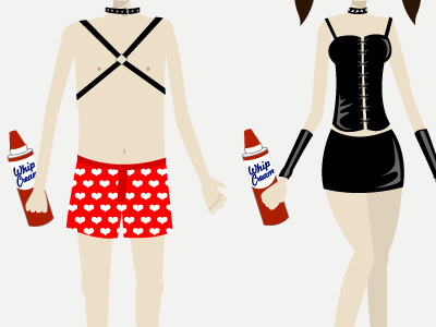 Sexy time boxers dominatrix illustration leather sex sm whip cream