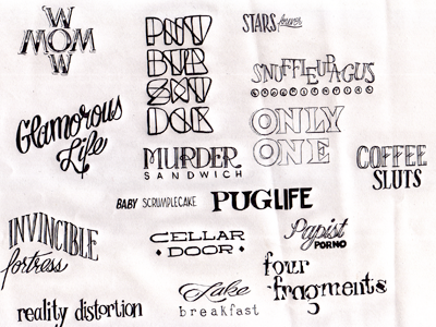 2 Word Practice doodles lettering pen sketch