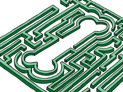 17 Maze bone dog illustration maze topiary
