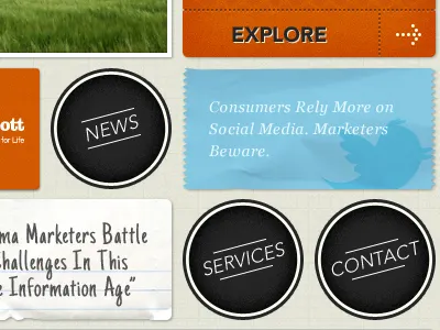 Grid Layout button circle grid notepad orange paper twitter ui ux