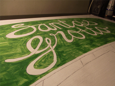 Santa's Grotto Progress #1 artwork christmas drawn grotto hand lettering painting santas sign signage