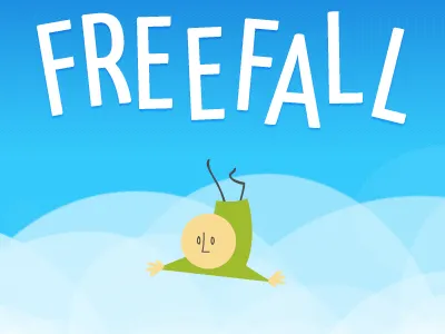 Freefall illustration bright cartoon cloud condensed fall fun illustration person typography