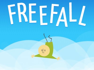 Freefall illustration bright cartoon cloud condensed fall fun illustration person typography