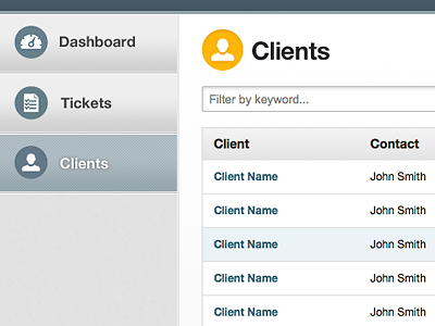 Client List data grid list tabular