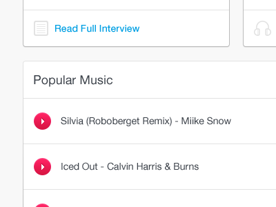 Popular Music icons light list music news