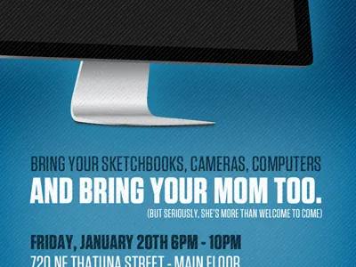 Bring Your Mom Too! blue poster promotional tungsten