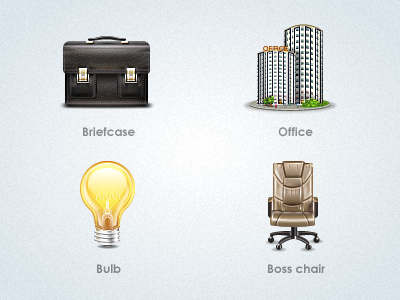 Software Icons boss briefcase bulb chair office