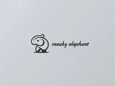 Sneaky animal black elephant fun logo s simple sneaky stevan white
