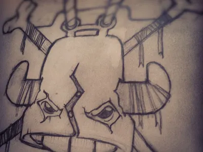 Battle Scars crossbones drawing el toro hand done liberty bell philadelphia