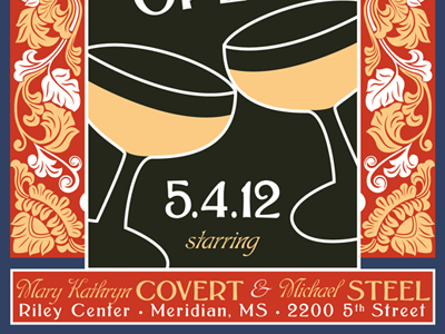 Dinner at the Opera art nouveau lauren smith rehearsal dinner invitation