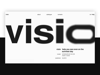 Visio | Main screen of the online eyewear boutique animation blackwhite landing page main page minimalism ui uiux uiux design ux web design