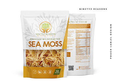 Premium Wildcrafted Sea Moss label natural organic packaging packaging design pouch label sea moss wildcrafted