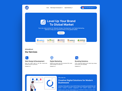 Digital Agency - Home Page agency blue branding clean digital agency digital marketing freelancer landing page minimalist modern rating ui web design