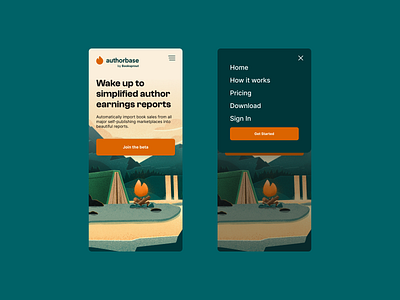 Authorbase – New desktop app! app authors camping dashboard design mobile mobile landing page mobile menu readers ui ux website mobile