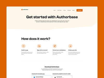 Authorbase – New desktop app! app dashboard design how to howdoesitwork orange ui ux website work