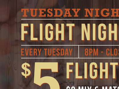 Flight Night bar beer flyer retro typography vintage wood