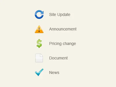 Icons for different types of news on site icons ui