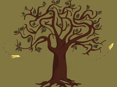 Invited fern illustration tree wedding invite