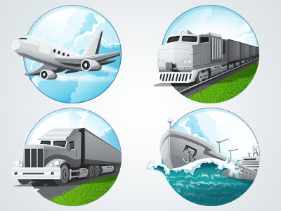 Translogistics air icons rail road sea translogistics transport