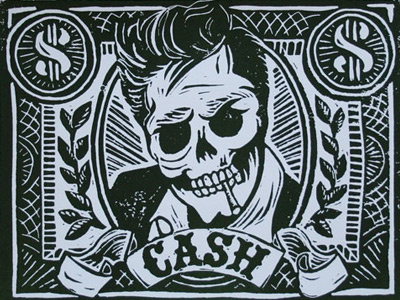 Mad Cash americana art block print cash castle country music derrick derrick castle design drawing graphic design illustration johnny cash linoblock nashville nashvillemafia skull straw castle woodblock