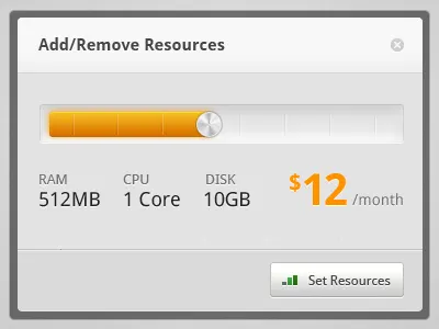 Set Resources modal slider ui