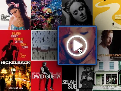 Album wall albums blue dark hover music music player playlist songs tracks ui web web app