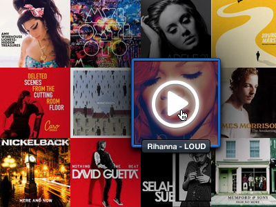 Album wall #2 albums blue dark hover music music player playlist songs tracks ui web web app