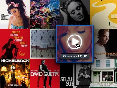 Album wall #3 albums blue dark hover music music player playlist songs tracks ui web web app