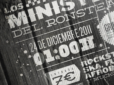 Los Ministers - Poster detail bw concert detail music poster retro texture typography wood