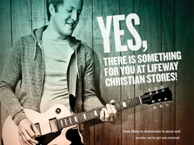 Ad with a rocker teen with a gradient contrasty gradient guitar knockout orange teal