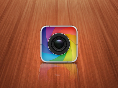 iOS photo app icon v2 camera colour grain ios iphone lens photo spectrum wood