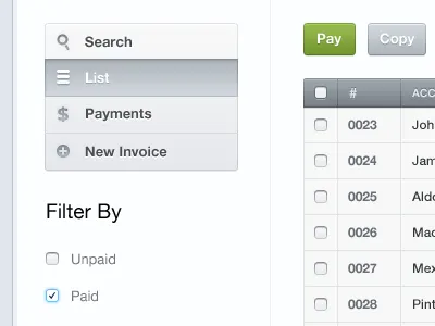 Invoice List check green interface invoice invoices ui ux web app