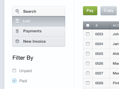 Invoice List check green interface invoice invoices ui ux web app