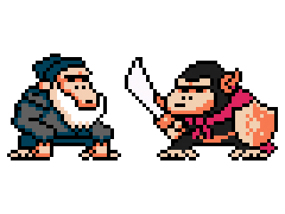 Hobo Monkey & Lance 8 bit 8bit game illustration kdm nes nintendo pixel retro