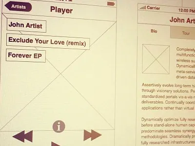 Music Player App Wireframe iphone mobile ui wireframe