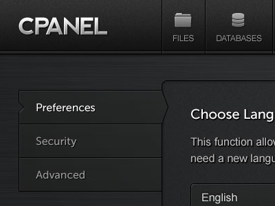 Dark CPANEL Theme cpanel dark inset nav noise tabs ui