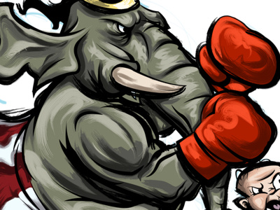 Boxing Elephant boxing cartoon character election elephant illustration illustrator political republican vector