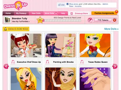DressUp App on Facebook app facebook game interface layout