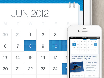 Event Calendar design mobile site smartphone ui web design