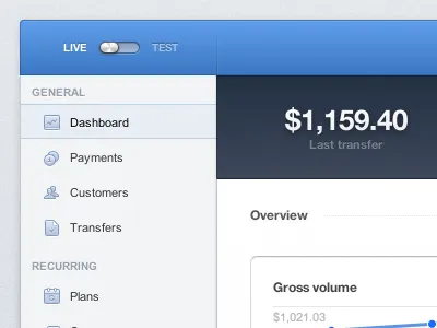 Stripe dashboard dashboard sidebar switch